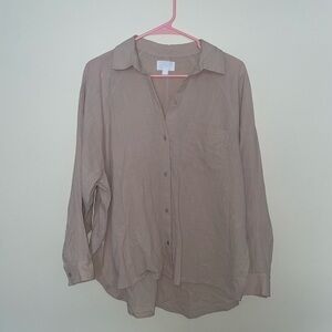 Every Oversized Cream 100% Cotton Button Down Poplin Top Size Small